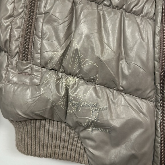 CDRL Gray Puffer Euro Jacket Coccodrillo, Size 140 - 10 USA, Floral lining - Picture 6 of 8